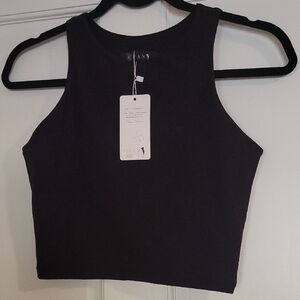 New With Tags Black Sleeveless Crop Top